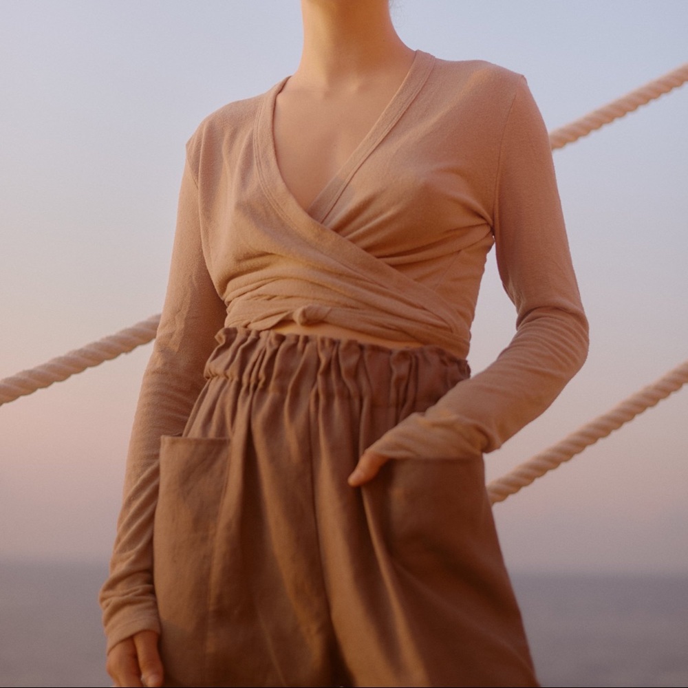 Ozma dance wrap top Silk noil XS